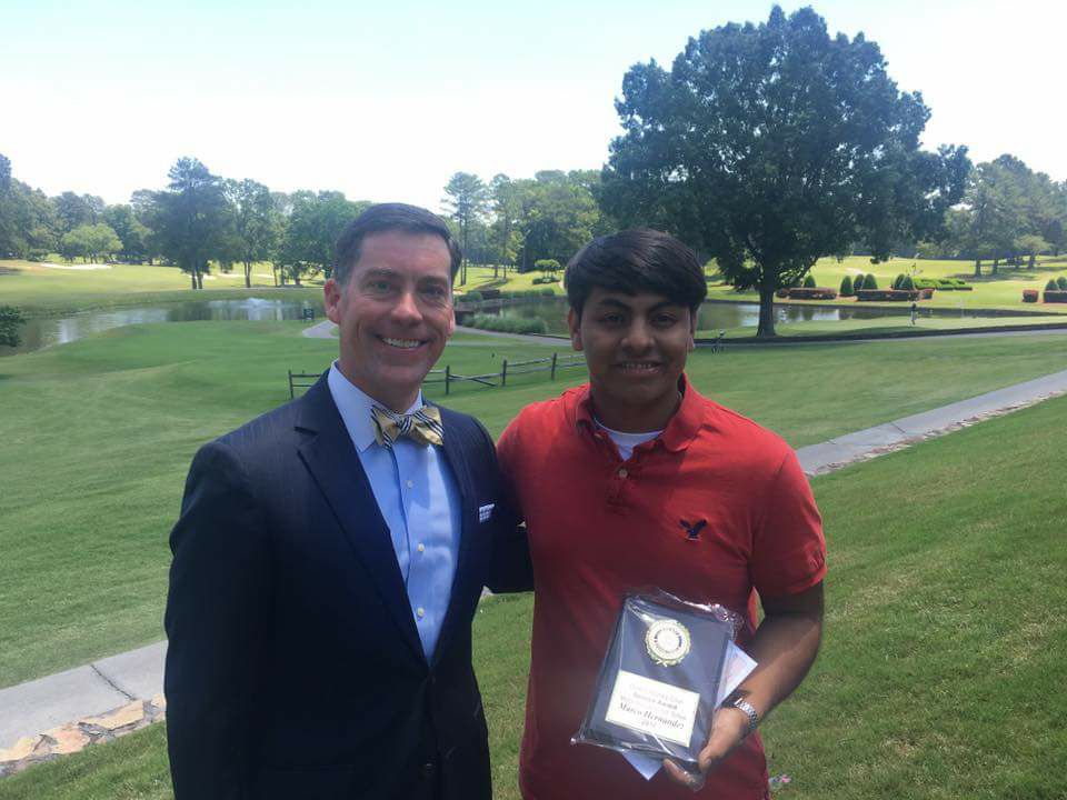 Dalton Rotary Club member Rob Bradham presented Morris Innovative High School senior Marco Hernandez with the Dalton Rotary Club “Service Above All” Award earlier this month. Hernandez plans to attend Georgia Northwestern Technical College this fall.