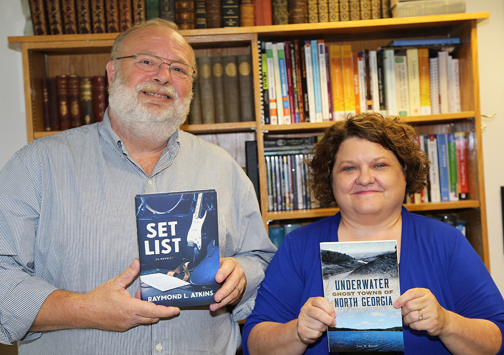 Raymond L. Atkins (left) recently released the new novel “Set List” and author and historian Lisa M. Russell (right) recently released her new book “Underwater Ghost Towns of North Georgia.” Atkins and Russell are instructors of English at GNTC.
